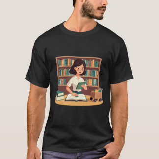Knus Meisje Leest Boekenplank T-shirt