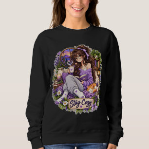 Knus Meisje Leest Kat Boekliefhebber Sweatshirt