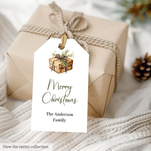 Knus Minimalistische Neutrale Rustieke Kerstlabels Cadeaulabel