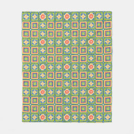 Knus Modern Retro Groen Granny Square Fleece Deken