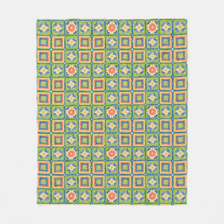 Knus Modern Retro Groen Granny Square Fleece Deken