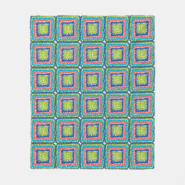 Knus modern retro limoenblauwe Granny Square Fleece Deken