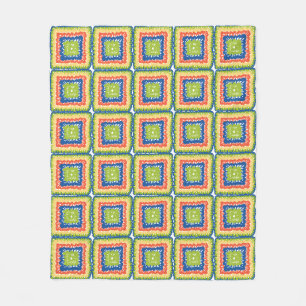 Knus modern retro limoengele Granny Square Fleece Deken