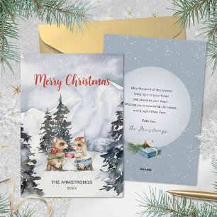 Knus Muizen met Warme Chocolade Sneeuw Kerstmis Wa Feestdagenkaart