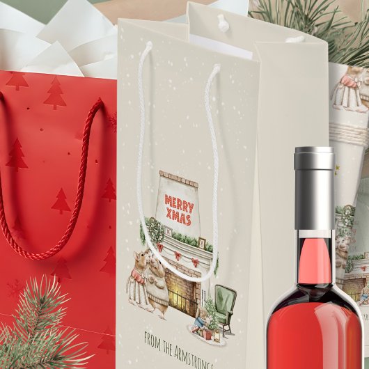 Knus Muizen Waterverf Oud Kerstmis Wijn Cadeautas