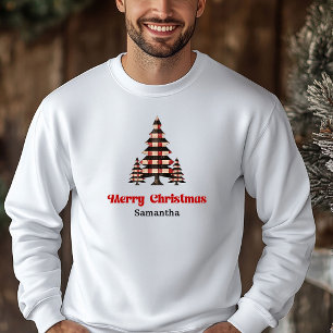Knus Naam op Plaid Boom Kerst Sweater 