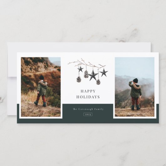 Knus natuur 2 foto familie kerstkaart (Voorkant)