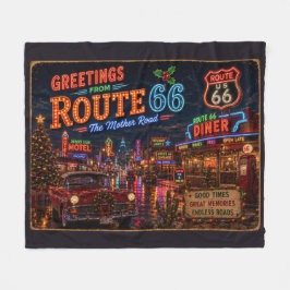 Knus Neon Route 66 Kerstnachten Fleece Deken