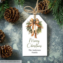 Knus Neutrale Rustieke Waterverf Kerstcadeautag