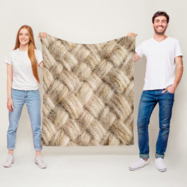 Knus Oatmeal Geweven Linnen Textuur Minimalist Sca Fleece Deken