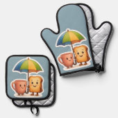 Knus Ochtend Duo ☕🍞 Ovenwant & Pannenlap Set (Voorkant / Achterkant)