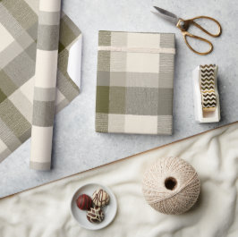 Knus Olijf Beige Natuur Zand Plaid Patroon Cadeaupapier