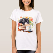 Knus Ontspannen Kat in Waterverf T-shirt (Voorkant)