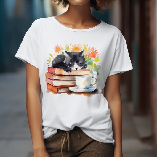 Knus Ontspannen Kat in Waterverf T-shirt