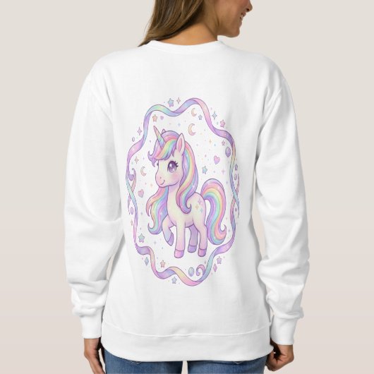 Knus pastel eenhoorn fleece trui (Achterkant)