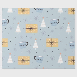 Knus Pastel Kerstcadeau & Koffiemok Patroon Cadeaupapier