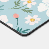 Knus pastelblauwe bloemenaesthetiek bureaumat (Hoek)