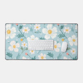 Knus pastelblauwe bloemenaesthetiek bureaumat (Keyboard & Muis)