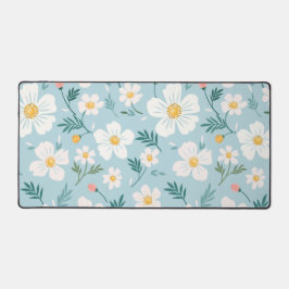 Knus pastelblauwe bloemenaesthetiek bureaumat
