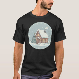 Knus pastelhuisje - zachte wintervibes grafisch t-shirt