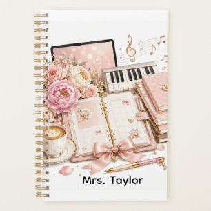 Knus Piano Koffie Bloem Planner bewerkbaar