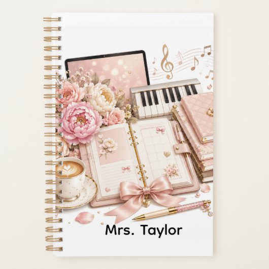 Knus Piano Koffie Bloem Planner bewerkbaar (Voorkant)