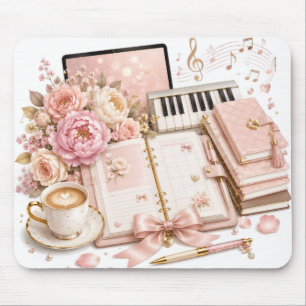 Knus piano planner koffie bloemenmuismat muismat