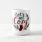 Knus Pine Berry-lettering voor de Feestdagen Koffiemok (Center)