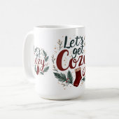 Knus Pine Berry-lettering voor de Feestdagen Koffiemok (Voorkant links)