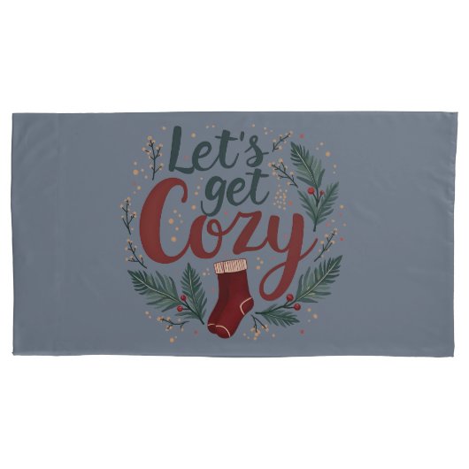 Knus Pine Berry Lettering voor de Feestdagen Kussensloop (Voorkant-Links)