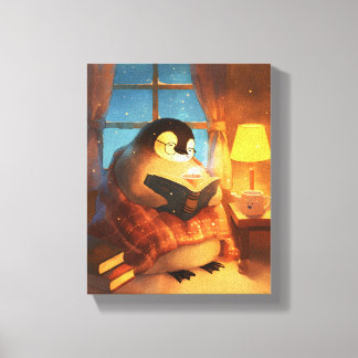 Knus Pinguïn Lezen Peuterkamer Muurprint Canvas Ku
