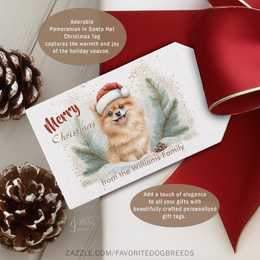 Knus Pomeranian Kerstman Hoed Kerstcadeau Label Cadeaulabel