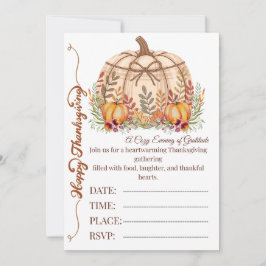 Knus Pompoen Thanksgiving Uitnodigingskaart Kaart