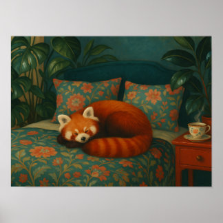 Knus Rode Panda Bloemstuk Poster