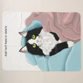 Knus Roze Blau Whimsical Tuxedo Kat Dekens (Voorkant (horizontaal))
