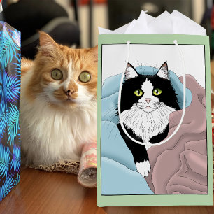 Knus Roze Blau Whimsical Tuxedo Kat Dekens Medium Cadeauzakje
