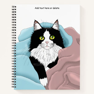 Knus Roze Blau Whimsical Tuxedo Kat Dekens Notitieboek
