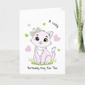 Knus roze kat kaart (Voorkant)