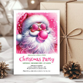 Knus roze kerstman kauwgom waterverf Kerst uitnodi Kaart