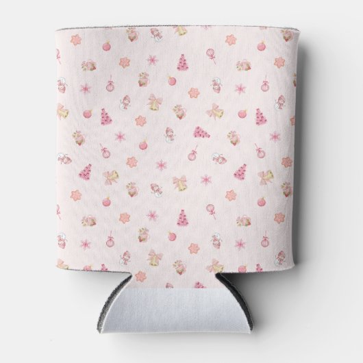 Knus Roze Kerstpatroon Blikjeskoeler (Voorkant)