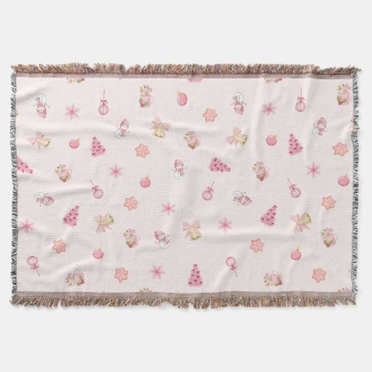 Knus Roze Kerstpatroon Deken (Voorkant)