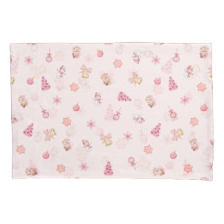 Knus Roze Kerstpatroon Kussensloop