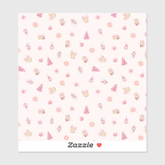 Knus Roze Kerstpatroon Sticker (Vel)