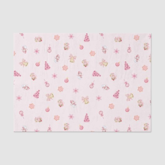 Knus Roze Kerstpatroon Tissuepapier (Voorkant)