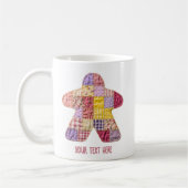 Knus Roze Paarse Patchwork Deken Meeple Bordspel Koffiemok (Links)