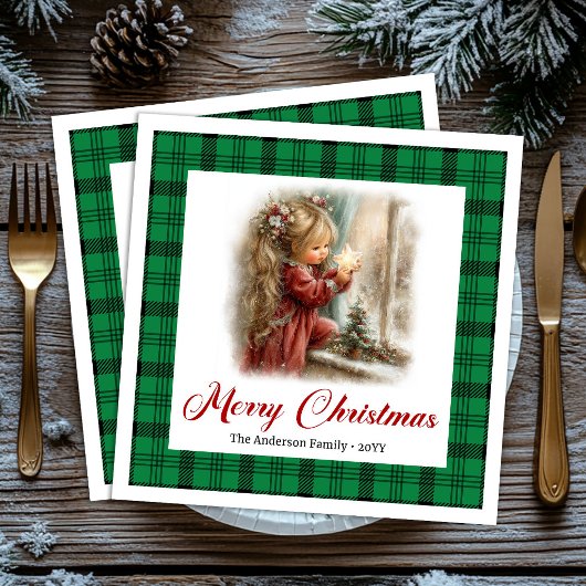 Knus rustieke dinermoment Kerstscène servetten