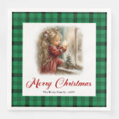 Knus rustieke dinermoment Kerstscène servetten (Voorkant)