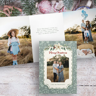 Knus Rustieke Salie Kerst Botanische Foto Drieluik Wenskaart