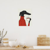 Knus Saluki Koffie Illustratie Poster (Keuken)