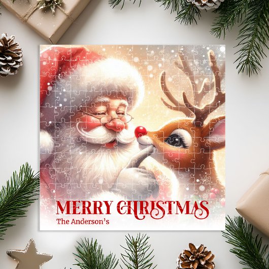 Knus Santa Rudolph Persoonlijke Kerst Kinderen Legpuzzel